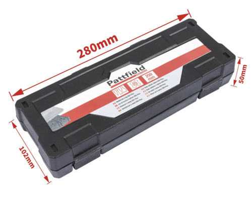 Pattfield Werkzeugkoffer mit Meißelset, 280 Millimeter breit, 102 Millimeter hoch und 50 Millimeter tief