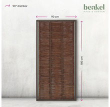 Benkel Logo, Sichtschutzelement aus Weide mit Rahmen, 90 cm breit und 180 cm hoch, um 90 Grad drehbar