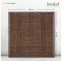 Gartenzaun aus Weide, 180 mal 180 Zentimeter, 90 Grad drehbar