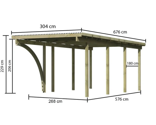 Abmessungen einer Holzkonstruktion mit Dach