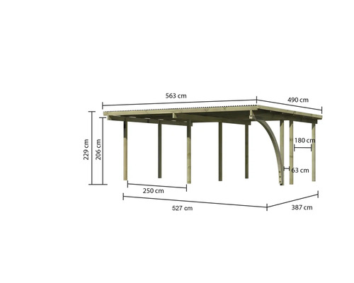 Abmessungen eines Holzcarports mit Flachdach