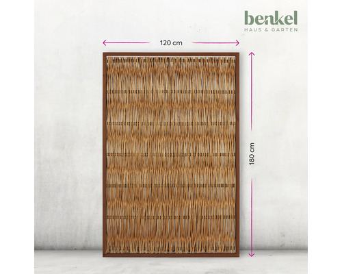 Raumteiler aus Weide mit Holzrahmen, Abmessungen 120 cm x 180 cm