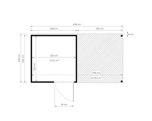 Grundrisszeichnung mit Maßangaben