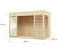 Holz Gartenhaus mit den Maßen 232 x 339 x 185 cm