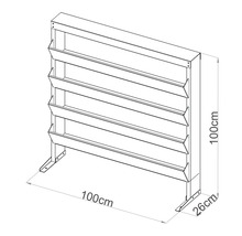 Zeichnung eines 100 mal 100 Zentimeter großen und 26 Zentimeter tiefen Pflanzregals.