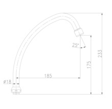 Technische Zeichnung eines Auslaufs mit Abmessungen