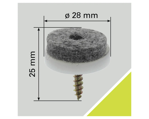 Filzgleiter mit Schraube, Durchmesser 28 Millimeter