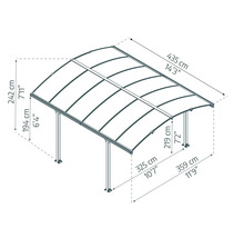 Illustration eines Carports mit Maßangaben