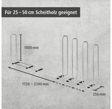 Brennholzregal mit Maßangaben