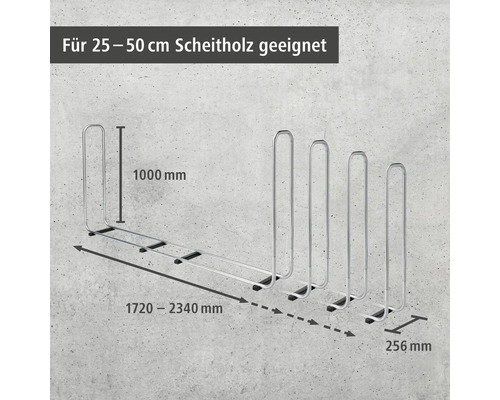 Brennholzregal mit Maßangaben