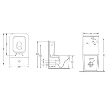 Technische Zeichnung eines Stand WCs mit Abmessungen