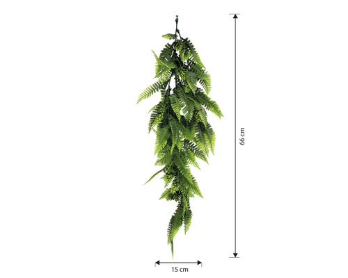 Künstlicher Farnhänger, 66 cm lang und 15 cm breit, zur Dekoration