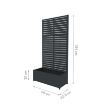 Sichtschutzwand mit Pflanzkasten, 184 cm hoch, 90 cm breit und 42,5 cm tief