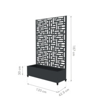 Sichtschutzwand mit Pflanzkasten und den Massen 187 x 120 x 42.5 cm