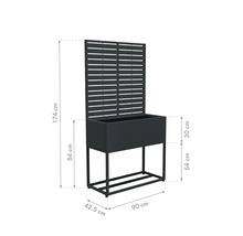 Blumenkasten mit Rankgitter und Maßangaben