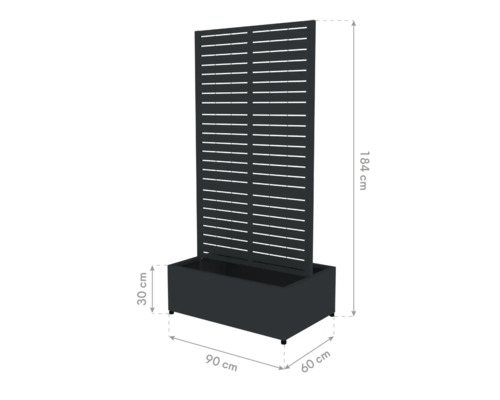 Blumenkasten mit Sichtschutzwand, 90 x 60 x 184 cm