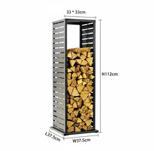 Brennholzregal aus Metall, Abmessungen 112 x 37,5 x 33 cm