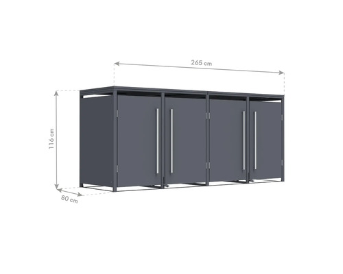 Mülltonnenbox mit den Maßen 265 cm x 116 cm x 80 cm