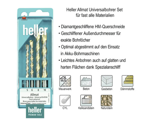 Heller Allmat Universalbohrer Set für verschiedene Materialien
