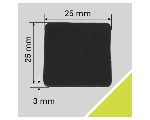 Quadratischer Antirutsch-Puffer, 25 mm Seitenlänge, 3 mm Dicke