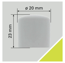 Kunststoff-Endkappe mit den Maßen 20 mm Durchmesser und 23 mm Höhe