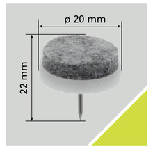 Filzgleiter mit Nagel, Durchmesser 20 Millimeter