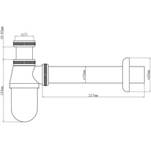 Technische Zeichnung eines Siphons mit Maßangaben