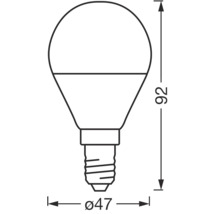 Abmessungen einer Lampe: 92 mm Höhe, 47 mm Durchmesser
