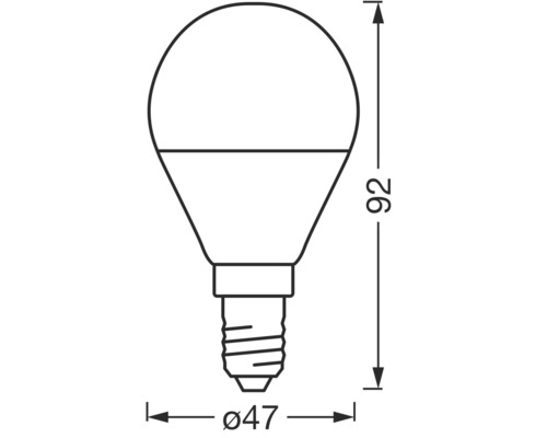 Abmessungen einer Lampe: 92 mm Höhe, 47 mm Durchmesser