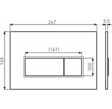 Technische Zeichnung einer Betätigungsplatte mit Abmessungen