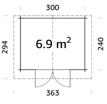 Grundriss mit Maßen von circa 300 x 240 cm und einer Fläche von 6,9 Quadratmetern