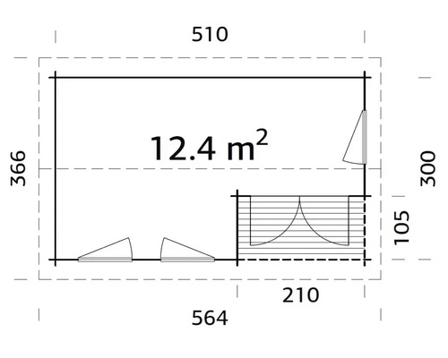 Grundrisszeichnung mit Abmessungen und Flächenangabe