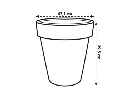 Abbildung eines Pflanzgefäßes mit Größenangaben