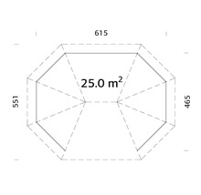 Grundrisszeichnung eines Gartenhauses mit einer Fläche von 25 Quadratmetern