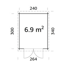 Grundriss mit den Maßen 300 x 240 Zentimeter und einer Fläche von 6,9 Quadratmetern