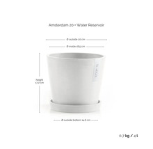 Ecopots Blumentopf Amsterdam 20 mit Wasserspeicher, Durchmesser 20 Zentimeter, Höhe 17,2 Zentimeter, Volumen 4 Liter.