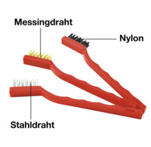 Drahtbürsten Set mit Stahl-, Messing- und Nylonborsten