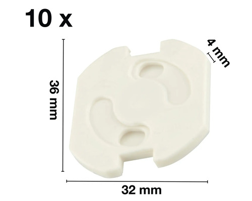 Steckdosensicherung, 10er Pack, Maße 36 x 32 mm