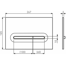 Technische Zeichnung einer Betätigungsplatte mit Maßangaben.