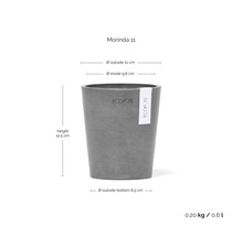 Ecopots Blumentopf Morinda 11, Höhe 12,5 Zentimeter, Außendurchmesser 11 Zentimeter, Volumen 0,6 Liter, Gewicht 0,20 Kilogramm.