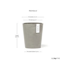Pflanzkübel Ecopots Morinda 17 in Grau, Höhe 19,5 Zentimeter, Außendurchmesser 17,1 Zentimeter, Volumen 2 Liter.