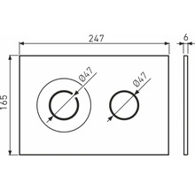 Technische Zeichnung mit den Maßen 247, 165 und 6 sowie zwei Löchern mit einem Durchmesser von 47 Millimetern.