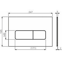 Technische Zeichnung einer Betätigungsplatte mit Maßangaben