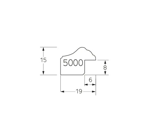 Technische Zeichnung eines Zierprofils mit Maßangaben.