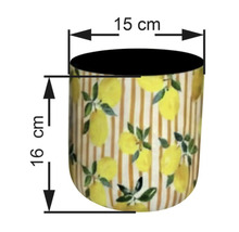Blumentopf mit Zitronenmuster und den Maßen 15 cm x 16 cm