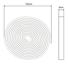 Technische Zeichnung eines Dichtbandes mit den Maßen 120 mm mal 8 mm.