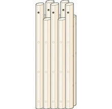 Holzzaunpfosten mit Bohrlöchern