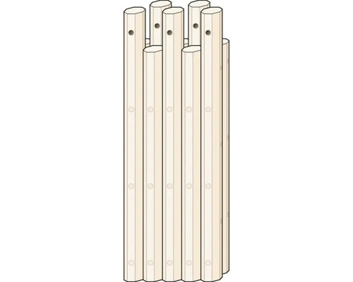 Holzzaunpfosten mit Bohrlöchern