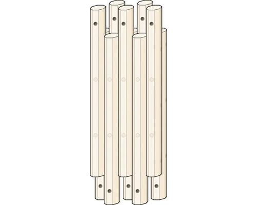 Illustration von Holzsprossen mit Löchern für eine Holzkonstruktion