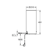 Technische Zeichnung eines Wasserboilers mit Maßangaben